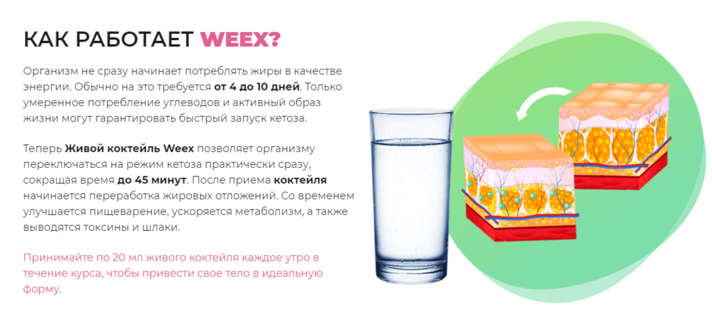 Weex – механизм действия